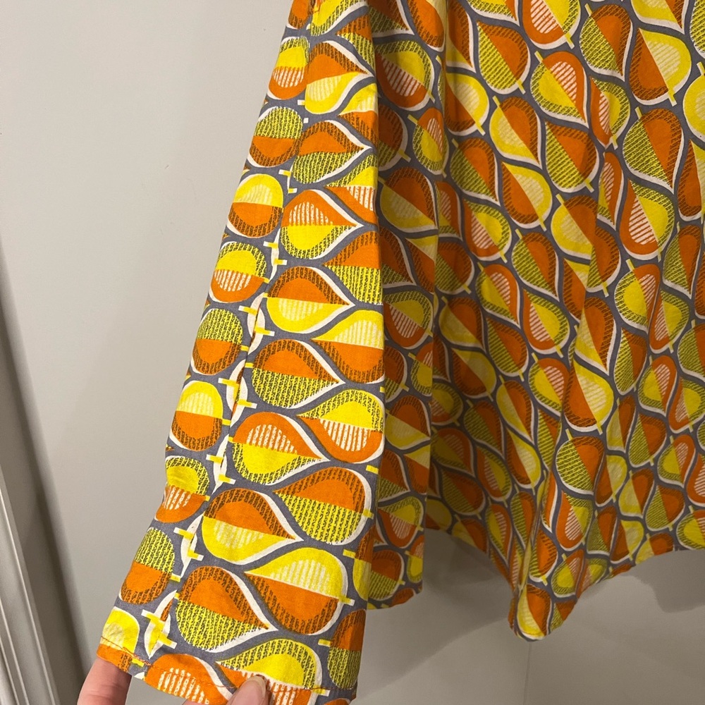 VINTAGE | Handmade geometric abstract print orange yellow a-line skirt - Picture 3 of 10